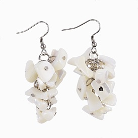 Boucles d'oreilles à coquille spirale naturelle, avec 304 boucle d'oreille crochets en acier inoxydable