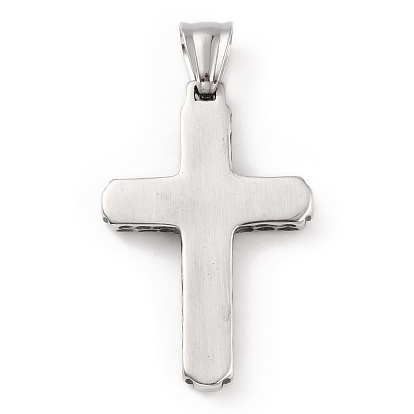 304 Stainless Steel Pendants, with 201 Stainless Steel Snap on Bails, Cross Charms