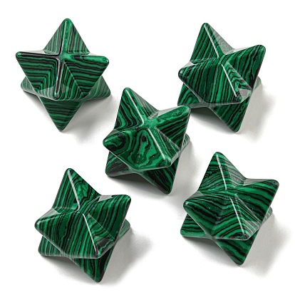 Perles synthétiques malachite, pas de trous / non percés, Merkaba Star