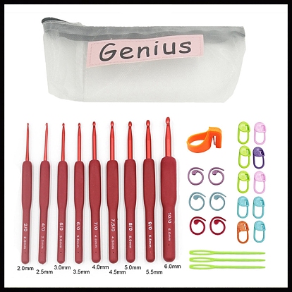 DIY Knitting Tool Kits, Including Zipper Storage Bag, Crochet Hook & Needle, Stitch Marker