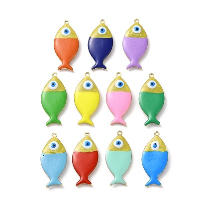 201 нержавеющей стальной эмали подвески, золотые, рыба