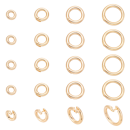 20Stück 4Stile Messing offene Biegeringe, runde Verriegelungsringe