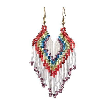 Boho 304 Stainless Steel with Glass Dangle Stud Earring, Heart