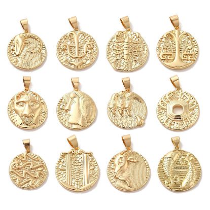 Real 18K Gold Plated Zodiac Theme Brass Pendants