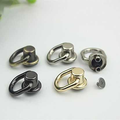 Zinc Alloy Side Clip Buckles Nail Rivet Connector Clasp, with U Ring, for Bag Hanger