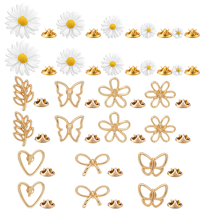 24 шт. 12 броши из смолы и сплава, с железной фурнитурой, цветок
