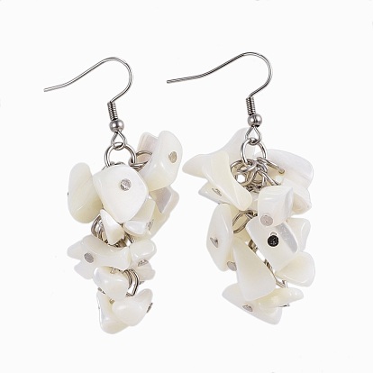 Boucles d'oreilles à coquille spirale naturelle, avec 304 boucle d'oreille crochets en acier inoxydable