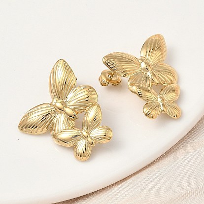 304 серьги-гвоздики-бабочки из нержавеющей стали, ионное покрытие (ip)