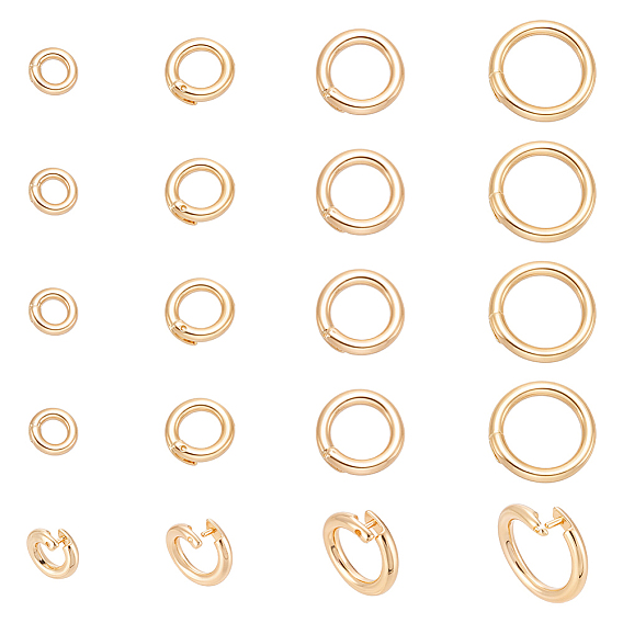 20 piezas 4 estilos anillos de salto abiertos de latón, anillos de salto de bloqueo redondos