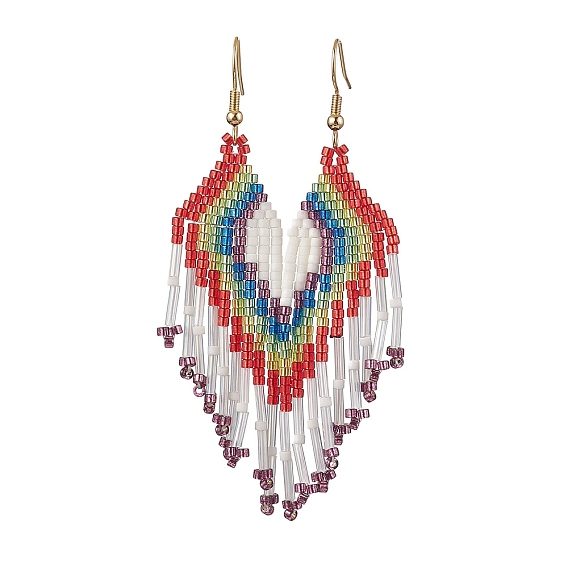 Boho 304 Stainless Steel with Glass Dangle Stud Earring, Heart