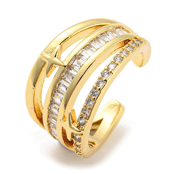 Star Brass Micro Pave Clear Cubic Zirconia Cuff Earrings, Long-Lasting Plated, Cadmium Free & Lead Free