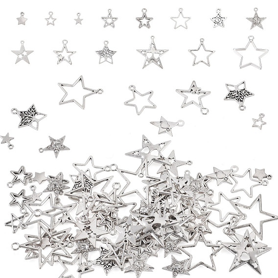 84 шт 14 стили подвески из цинкового сплава в тибетском стиле, звезда
