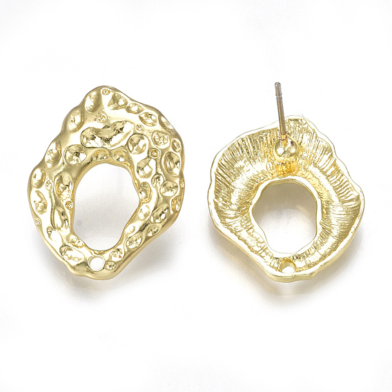 Alloy Stud Earring Findings, with Loop, Steel Pins