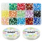 DIY Bracelets Makings, with Baking Paint Crackle Glass Round Beads, Crystal String Bead Cord and Plastic Bead Storage Containers