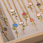 Collares con colgante de flor de nacimiento de acero inoxidable esmaltado para mujer, dorado
