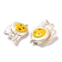 Baroque Style Natural Keshi Pearl Pendants with Enamel, Smiling Face Print Nuggets Charms with Golden Tone Brass Pendant Bails