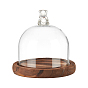 Glass Microlandschaft Covers, Glass Bear Cover, Decorative Display Case, Cloche Bell Jar Terrarium with Wood Base, for DIY Preserved Flower Gift