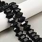 Нити бусин из натурального черного оникса (окрашенного и нагретого) с двойными концами, кусковая пуля, граненые