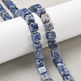 Натуральное синее пятно нитки из бисера яшмы, кубические, с бисером