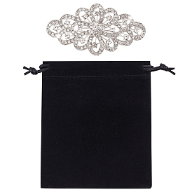 Luxury Crystal Rhinestone Flower Brooch, Alloy Rhinestone Lapel Pin for Wedding Party