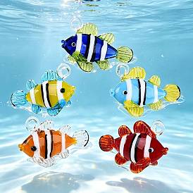 Colgantes de cristal de colores varios hechos a mano, Peces payaso con encanto de rayas