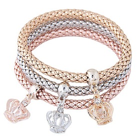 Fashionable Multilayer Bracelet with Five-pointed Stars in Three Colors - Stylish and Trendy
