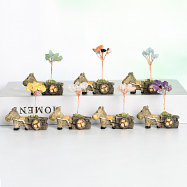 Natural crystal donkey cart style gravel decoration fortune tree home creative office decoration handicraft shape