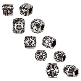 Unicraftale 316 Surgical Stainless Steel European Beads, Large Hole Beads, Mixed Shapes