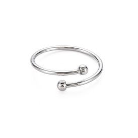 304 тонкие открытые манжеты с двойными бусинами из нержавеющей стали