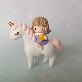 Plastic Unicorn with Girl Figurine Display Decorations, for Home Decoration