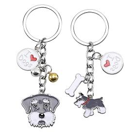WEWAYSMILE 2 pcs Dog Keychain Car Keychain Pet Pendant Key-Ring Lovely Dog Key-ring Portable Metal Keychain Gift for Pet Lover Birthday Puppy Theme Party Supplies (Schnauzer)