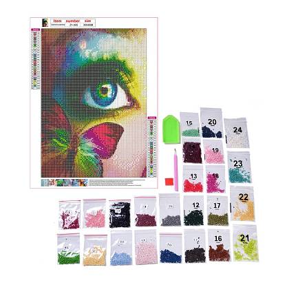 DIY 5D Eye Pattern Canvas Diamond Painting Kits, with Resin Rhinestones, Sticky Pen, Tray Plate, Glue Clay, for Home Wall Decor Full Drill Diamond Art Gift