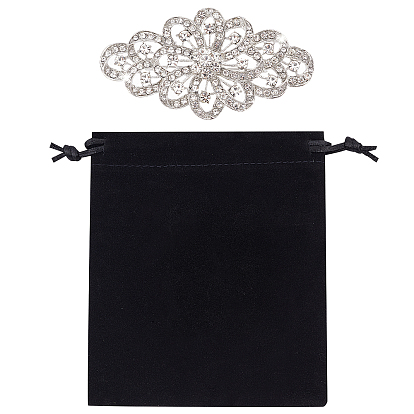 Luxury Crystal Rhinestone Flower Brooch, Alloy Rhinestone Lapel Pin for Wedding Party