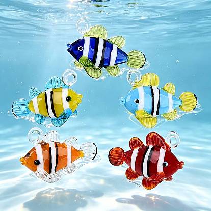 Colgantes de cristal de colores varios hechos a mano, Peces payaso con encanto de rayas