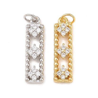 Латунные микро проложить кубического циркония подвески, прямоугольные, без свинца и без кадмия, долговечный, стойки покрытие