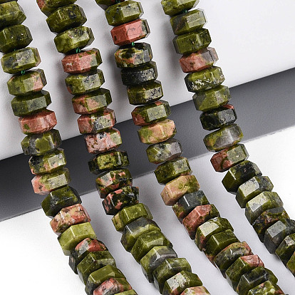 Природные Unakite бисер нитей, граненые, шестиугольник