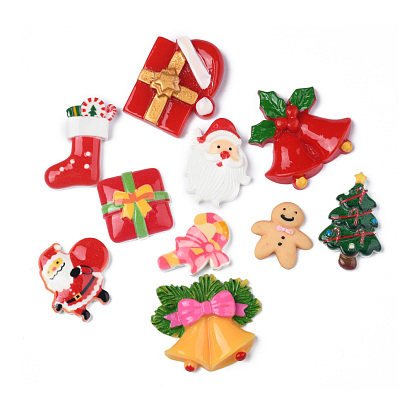 Christmas Theme, Resin Cabochons, Mixed Shapes