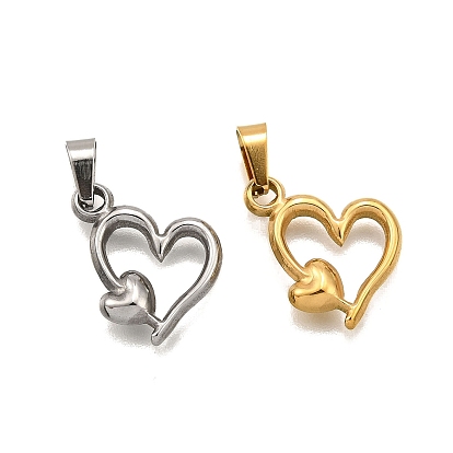 304 подвески из нержавеющей стали, шарма сердца, вакуумное покрытие pvd