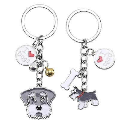 WEWAYSMILE 2 pcs Dog Keychain Car Keychain Pet Pendant Key-Ring Lovely Dog Key-ring Portable Metal Keychain Gift for Pet Lover Birthday Puppy Theme Party Supplies (Schnauzer)