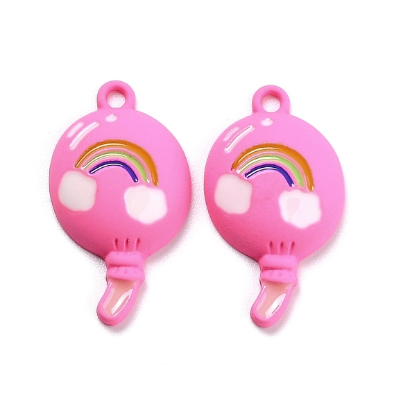 Spray Painted Alloy Enamel Pendant, Balloon with Rainbow