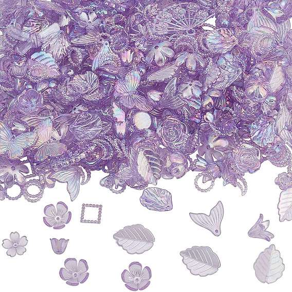 200g прозрачные акриловые бусины, с покрытием AB цвета, разнообразные