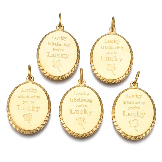 316 хирургические подвески из нержавеющей стали, с прыжковых колец, овальные со словом