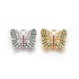 Brass Micro Pave Cubic Zirconia Pendants, Butterfly, Colorful