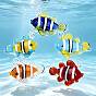 Handmade Lampwork Pendants, Clownfish with Stripe Charms