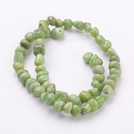 Natural Peridot Bead Strands, Nugget, 6~7x5~8x5~6mm, Hole: 1mm, 16 inch