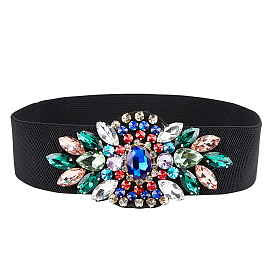 Эластичный полиэстеровый ремень-цепочка, пояс-талия со стразами для рубашки, платья, пальто