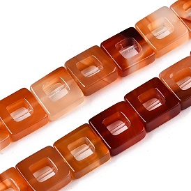 Natural Agate Beads Strands, Hollow Square