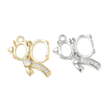 Кулон из латуни, микропаве, прозрачный кубический цирконий, подвеска, кабошон, подвески из лент, настройки открытой спины