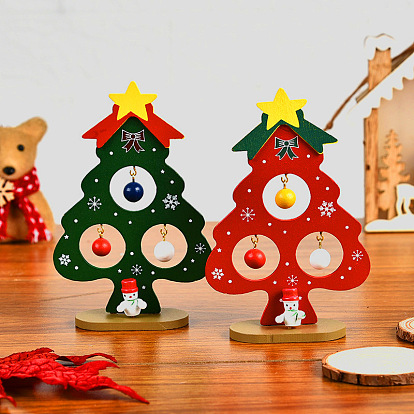 Wooden Small Christmas Tree Ornament Children's DIY Toy Mini Christmas Tree Desktop Set Christmas Gift