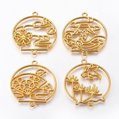 Zinc Alloy Links, Open Back Bezel, For DIY UV Resin, Epoxy Resin, Pressed Flower Jewelry, Lantern